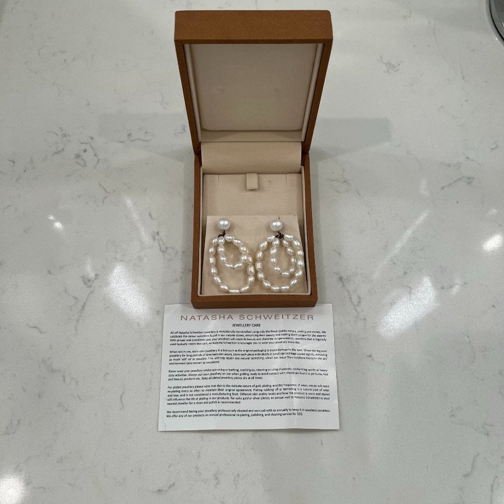 Coco Double Hoop Pearl Earrings